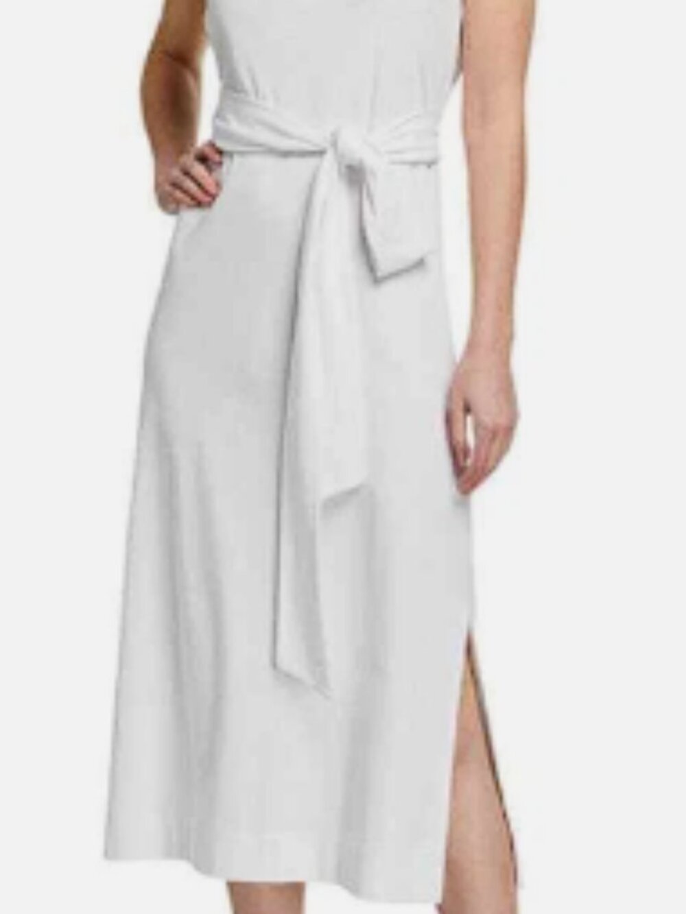 Vince White Square-Neck Sleeveless Midi Wrap Dress